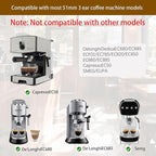 51mm Bottomless Portable Filter, 3 Ears, With 304 Stainless Steel Double Tube Capacity Cup Filter Basket, Only Compatible for Delong Dedica Ec680, Ec685, Smeg And Eupa Coffee Machines