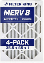 Filter King 35.5x65x1 Air Filter | 4-PACK | MERV 8 HVAC Pleated A/C Furnace Filters | MADE IN USA | Actual Size: 35.5 x 65 x .75"