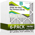 14x18x1 Air Filter MERV 8 (6-Pack), HVAC/Furnace AC Filter Replacement, Dust Defense–Comparable with MPR 600 & FPR 5 (Actual 13.75x17.75x0.75)