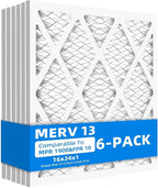 (6 Pack) 16x24x1 Air Filters, MPR 1900 & FPR 10, MERV 13 Pleated Air Filter (Actual Size: 15.75" x 23.75" x 0.75")
