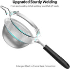 U-Taste Medium Fine Mesh Strainer: 18/8 Stainless Steel 4.73in 30 Mesh Kitchen Food Sieve with Sturdy Riveted Silicone Handle, Heavy Duty Deep Handheld Metal Colander for Rice, Quinoa, Flour (Black)