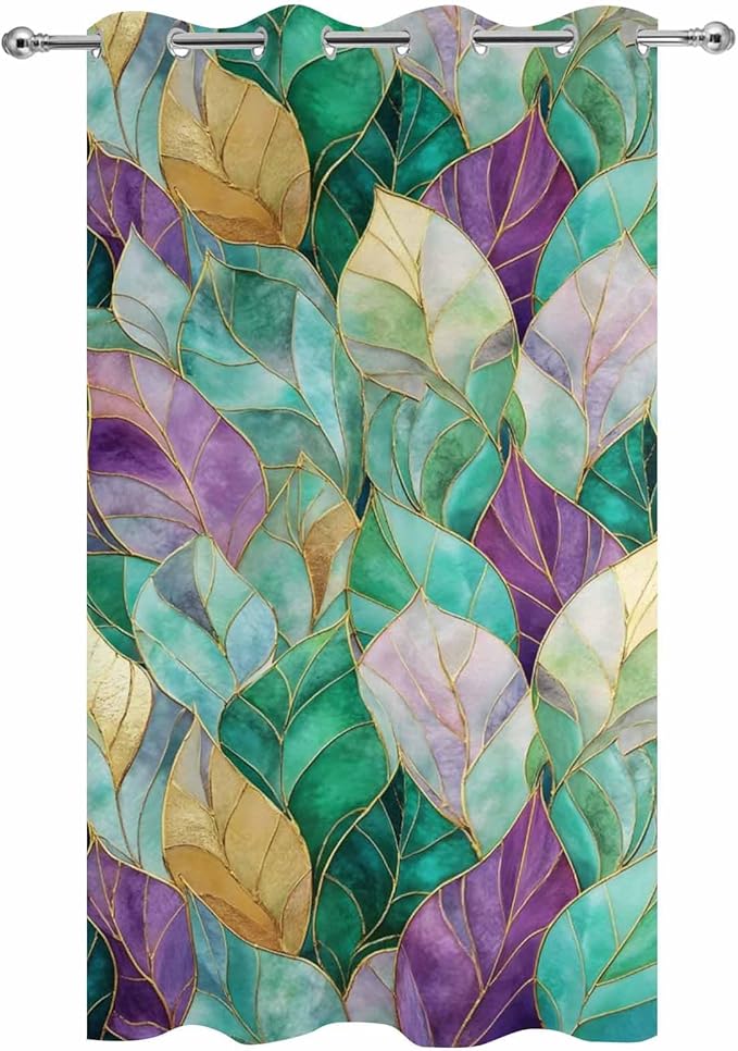 Leaves Outdoor Curtains for Patio Gorgeous Leaf Abstract Spring Waterproof Outside Curtains with Grommet Top Weatherproof Curtain for Cabana Pergola Gazebo, 1 Panel, 54" W x 95" L