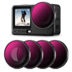 K&F CONCEPT ND/PL Filter Kit Compatible with DJI Osmo Action 6, 4Pack ND8/PL ND16/PL ND32/PL ND64/PL Screw On Polarizing Neutral Density Filter HD Optical Glass/Multi-Coated Action Camera Accessories