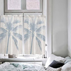 Summer Coconut Tree on Vintage Wood Grain Window Valance Curtains, Seaside Plants Light Filtering Kitchen Valance with 3-inch Rod Pocket for Living Room Bathroom Bedroom,2 Panel,42x45In