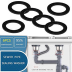 6PCS Sealing Ring for Kitchen Sink Filter, Flat Rubber Gasket for Drain Pipe, Gasket for Waste Pipe, 2.09-inch Drain Pipe, Siphon Pipe for Sink Odor Collector, 53mm Inclined Sliding Joint Rubber Ring