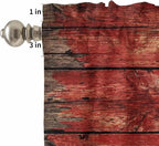 Kitchen Curtains Tiers and Valance Set of 3, Canada Light Filtering Window Curtain Set, Red Maple Leaf Flag Farmhouse Shabby Wooden Grain Rod Pocket Curtain Drapes for Living Room, 36 Inches Tiers