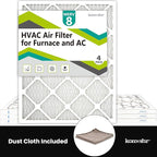 20x25x1 Air Filter MERV 8 (4-Pack), HVAC/Furnace AC Filter Replacement, Dust Defense–Comparable with MPR 600 & FPR 5 (Actual 19.75x24.75x0.75)