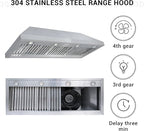 CHETTO C Stainless Steel Range Hood Cover with Quiet Vent Hood Insert Custom Handcrafted Metal Kitchen Fan with Towel Rack LED Light 48"W x27"D x57"H Brushed Stainless Steel Island Mount