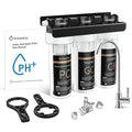 Water Filter for Sink with Faucet, 3-Stage Deep Filtration, Reduce Heavy Metals/Chlorine/PFAS/Odor/Sediment, NSF/ANSI 42&53 Improve Taste, Life Indication Mineral pH+ Under Sink Water Filter