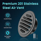 HG Power Stainless Steel Soffit Vents 4 Inch, Black Round Vent Cover with Screen Mesh, Louver Soffit Exhaust Vent for Wall Garage, Kitchen, Attic & House Ventilation, 98mm Diameter