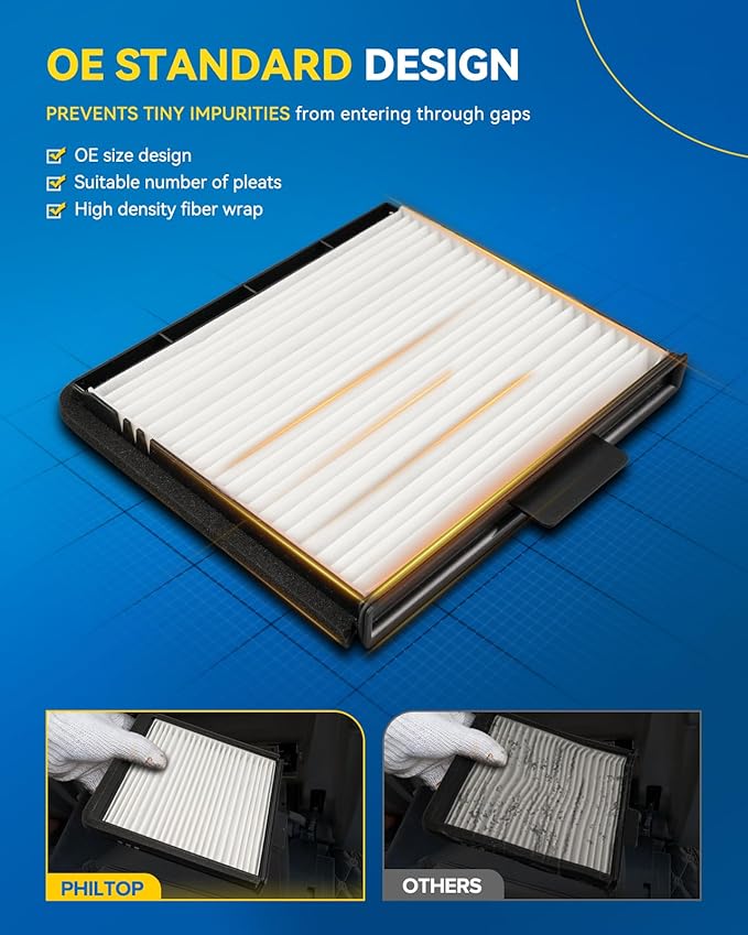 PHILTOP Cabin Air Filter w/Activated Carbon, Compatible with CF11180 Nissan Pathfinder 1997-2004, Altima 1998, 1999, 2000, 2001, INFINITI QX4 1997-2003, G20 1999-2002, Filter Up Dust Pollen Odor
