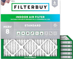 Filterbuy 17x17x1 Air Filter MERV 8 Essential Dust & Allergy Defense (6-Pack), Electrostatic Pleated HVAC AC Furnace Filters Replacement, Made in USA (Actual Size: 17.00 x 17.00 x 0.75)