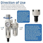 3/8" NPT Auto-Draining Air Filter Regulator Combo with Precision Pressure Gauge | Oil/Water Separator for Compressed Air Systems (0-150 PSI) | Heavy-Duty Brass Construction