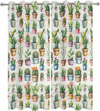 Summer Cactus Outdoor Curtains for Patio Cactus Tropical Plant Wooden Waterproof Outside Curtains with Grommet Top Weatherproof Curtain for Cabana Pergola Gazebo, 2 Pack, 54" W x 84" L