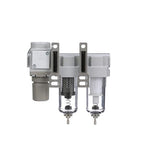 PneumaticPlus SAU230-N02G Three Stage Air Drying System, 1/4" NPT - Particulate Air Filter, Coalescing Filter, Air Pressure Regulator Combo - Poly Bowl, Manual Drain, Bracket, Gauge
