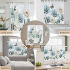 Blue Tulips Bathroom Curtains 63 Inch Length, Window Curtains Tab Top, Watercolor Flowers Butterfly Spring Farmhouse Blue Light Filtering Window Treatments Drapes 52"x63" 2 Panel