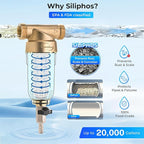 iSpring WSP-500SL Reusable Whole House Spin Down Sediment Water Filter, Siliphos Helps Prevent Scale and Corrosion, 1" MNPT + 3/4" FNPT, 500 Micron
