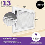 Simply 14x20x1 Air Filter, Merv 13, 6 Pack, For Home AC Furnace & HVAC (Actual Size: 13.75"x19.75"x0.75") DUST, Pet, & Allergy Control