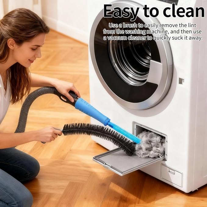 Dryer Vent Cleaner Kit - Universal Vacuum Hose Attachment & Lint Brush, Effectively Clean Clogged Dryer Ducts, Fit Most Vacuums for Dryer, Refrigerator Coils & Behind Appliances (Gray)