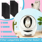 10 Pack Carbon Filters Compatible with Litter Robot 3,Cat Litter Box Replacement Filter,Keep Your Home Clean and Fresh,3.5" x 10" x 0.2"