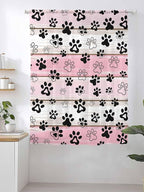 Sheer Curtains 63 Inch Length, Pink Beige Paw Print Semi Sheer Curtains Light Filtering Window Treatment, Vintage Farmhouse Country Wooden Grain Privacy Voile Drapes for Living Room Bedroom 52x63 Inch