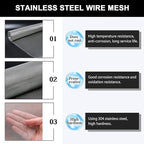 Stainless Steel Woven Wire Mesh Metal Woven Mesh, 20 Mesh Stainless Steel Air Vent Mesh Cabinets Wire Mesh Insect Screen for Vent, Filter, Window, Garden