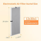2-Pack 12x30x1 MERV 8 Reusable & Washable Electrostatic Air Filters - Long-Lasting Filter for HVAC, Furnace & Air Conditioner Units, Actual Size: 11-5/8” x 29-5/8” x 7/8”