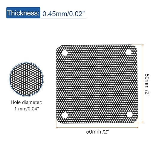 MECCANIXITY 20PCS PC Dust Filter, 50mmx50mm PVC Computer Case Cooler Dustproof Mesh Cover Fan Grills for Computer Chassis Speaker, Black