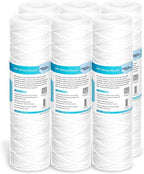 Membrane Solutions 10 Micron 10"x2.5" String Wound Whole House Water Filter Replacement Cartridge Universal Sediment Filters for Well Water - 6 Pack