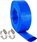 3" x 25 FT Pool Backwash Hose, Blue Heavy Duty Reinforced PVC Lay Flat Water Discharge Hose for Swimming Pool Filter Pump,with 2 Clamp