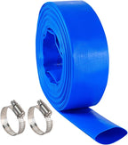 3" x 25 FT Pool Backwash Hose, Blue Heavy Duty Reinforced PVC Lay Flat Water Discharge Hose for Swimming Pool Filter Pump,with 2 Clamp