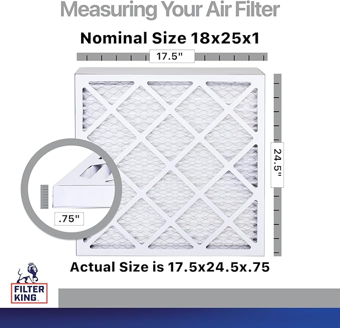 Filter King 18x25x1 Air Filter | 4-PACK | Carbon MERV 8 HVAC Pleated A/C Furnace Filters | MADE IN USA | Actual Size: 17.5 x 24.5 x .75"