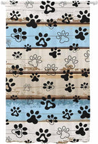 Sheer Curtains 108 Inches Long, Blue Brown Paw Prints Semi Sheer Curtains Light Filtering Window Treatment, Vintage Farmhouse Rustic Wooden Grain Privacy Voile Drapes for Living Room 52x108 Inch
