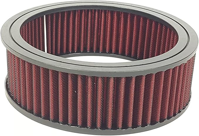 Round Washable Air Filter Cleaner Red Element Replacement Filter Flow Kit (9" X 4")