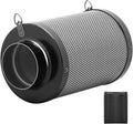 iPower 4 Inch Air Carbon Filter Odor Control with Australia Virgin Premium Charcoal and Reversible Flange for Inline Duct Fan/Grow Tent/Hydroponics, 4"X12", Prefilter Included, Black