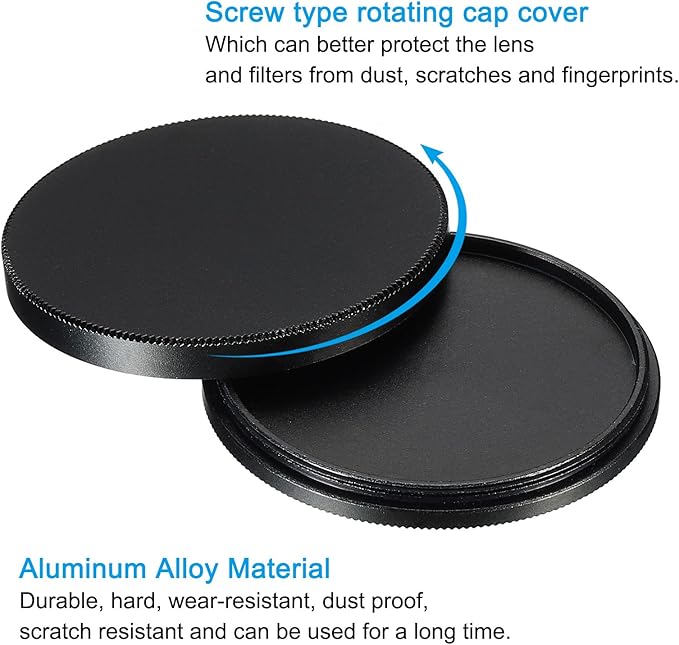 PATIKIL 49mm Lens Cap, Camera Lens Cap Cover Universal Front Metal Lens Filter Stacks Cap Protective Case for 49mm Camera Circular Polarizing Fader ND Filter, Black