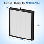 AP303 AP304 Replacement Filters, Compatible with DAYETTE AP303/304 Air Puri-fier, for FRESHDEW AP303 / AP304 Puri-fier,2 Pack Filters with 3-Stage Filtration
