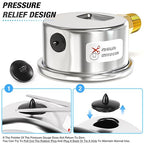 MEANLIN MEASURE 0~100Psi Dry Pressure Gauge Stainless Steel 1/4" NPT 2" FACE DIAL Waterproof for Well Pump Water Tire Water Pressure Tester Lower Mount, with 1/2" NPT and 3/8" NPT Hex Bushing