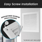 Repa Market 8 x 8 Inch (Outer) White Square Air Vent Cover - Pack of 2 Plastic Fresh Air Intake Vent - AC Cover with Nylon Mesh Screen, Wall, Ceiling HVAC Return Air Register, Modern Soffit Vents