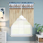 Western Horse Swag Valances for Windows, Farmhouse Wooden Grain Vintage Cowboy Barn Door Rod Pocket Kitchen Curtains Valance, Kitchen Window Curtains Swag for Cafe Living Room, 2 Panels, 36x45 inch