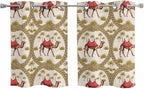 2 Panel Kitchen Cafe Curtains, Camels Palm Trees Sunlight Filtering Nature Air Through, Window Decor Tier Curtains for Living Room 55W x 39L inch Desert Date Coconut Trees Leaves Cords Beige