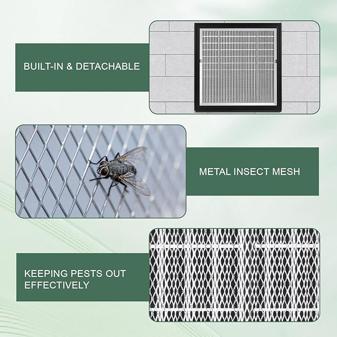 2-Pack 20"x20" Gable Vent - Premium Aluminum，Filter Screen for Removable, Ideal for Gables, Sheds, and Attics - Vent Opening 18"x18" - Boost Ventilation and Guard Against Moisture
