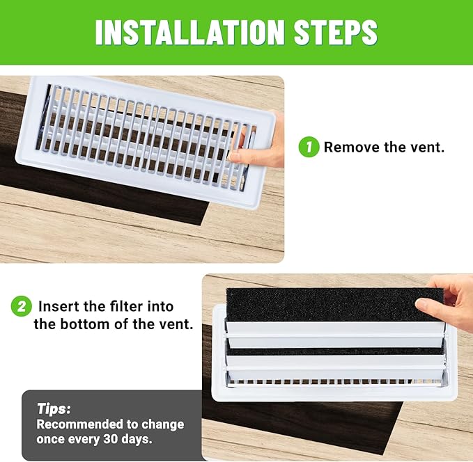 UCand 20Pack Activated Carbon Air Vent Filters for Home, 4"x10" Floor Vents Filters, Floor Registers Filters,20 Pcs Charcoal Vent Filter