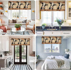 Farmhouse Cow Curtain Valances for Windows, Kitchen Valance Window Treatment, Country Vintage Animals Wooden Grain Light Filtering Block Curtains for Bathroom/Bedroom/Living Room 42'' x 12''