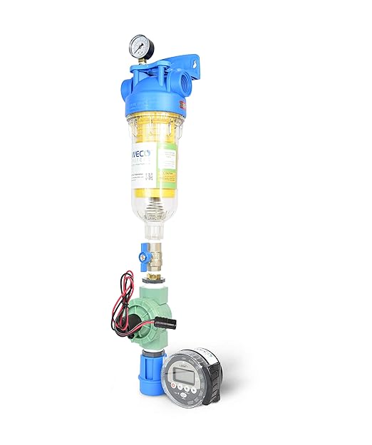 WECO SEDFLUSH Water Filtration System - Whole House Water Filter System for Sediment Removal & Particulate Reduction - Self-Cleaning Water Purification System with Auto Purge Timer - ¾ Inch