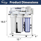 iSpring RCS5T Commercial Tankless Reverse Osmosis RO Water Filter System with 1.5:1 Pure to Drain Ratio, Pressure Gauge
