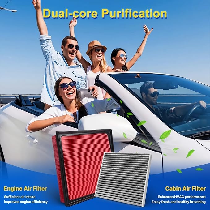 Cabin Engine Air Filter Kit Fits Es250, Es350, Nx250, Nx350, Rx350, Tx350, Avalon, Camry, Gr Corolla, Grand Highlander, Highlander, Rav4(Not for Hybrid)