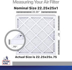 Filter King 22.25x25x1 Air Filter | 4-PACK | Carbon MERV 8 HVAC Pleated A/C Furnace Filters | MADE IN USA | Actual Size: 22.25 x 25 x .75"