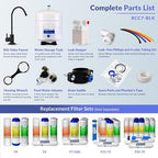 iSpring RCC7-BLK, NSF/ANSI 58 Certified, 5-Stage Reverse Osmosis System, RO Water Filter System Under Sink, Drinking Water Filter, 75 GPD, Stylish Black RO Faucet