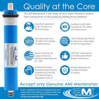 APPLIED MEMBRANES INC. 200 GPD Reverse Osmosis Membrane | RO Membrane Water Filter Replacement for Reverse Osmosis Water Filtration System | 1.8” x 12” Universal Compatibility | Made in USA